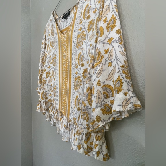 ❣️2/$15❣️ Rachel Zoe Women’s Size Small Yellow Boho Vintage Floral Print Blouse - Picture 9 of 9